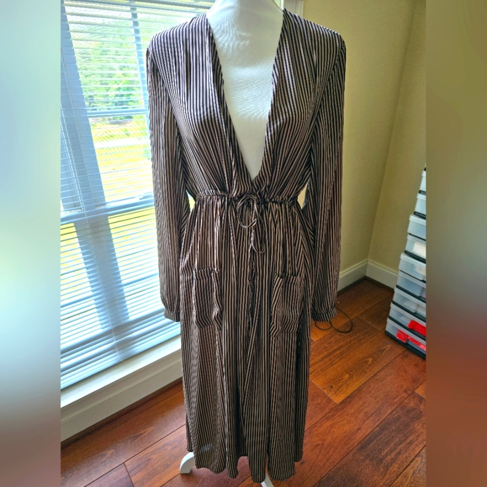 Torrid Stripe Chiffon Tie Waist Kimono